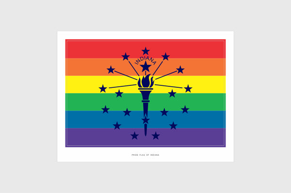 Indiana LGBTQ Pride Flag Sticker, Weatherproof Vinyl Indiana Flag Stickers