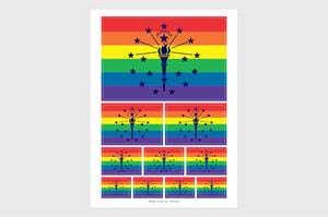 Indiana LGBTQ Pride Flag Sticker, Weatherproof Vinyl Indiana Flag Stickers