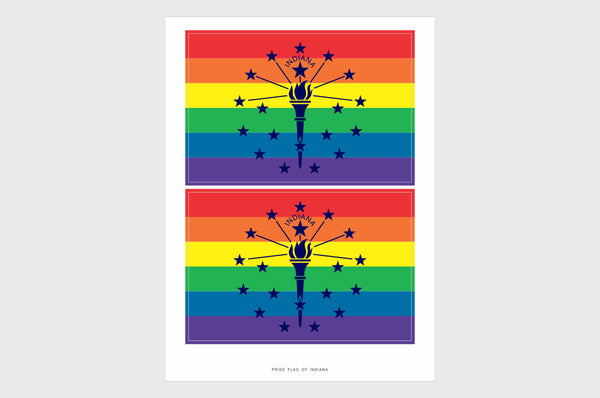 Indiana LGBTQ Pride Flag Sticker, Weatherproof Vinyl Indiana Flag Stickers
