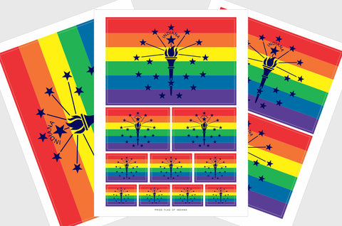 Indiana LGBTQ Pride Flag Sticker, Weatherproof Vinyl Indiana Flag Stickers
