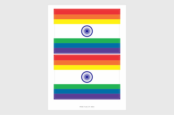 India LGBTQ Pride Flag Sticker, Weatherproof Vinyl Indian Flag Stickers