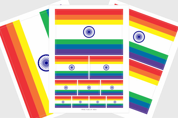 India LGBTQ Pride Flag Sticker, Weatherproof Vinyl Indian Flag Stickers