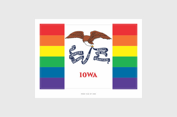 Iowa LGBTQ Pride Flag Sticker, Weatherproof Vinyl Iowa Pride Flag Stickers
