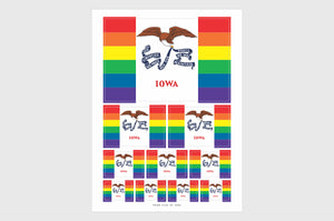 Iowa LGBTQ Pride Flag Sticker, Weatherproof Vinyl Iowa Pride Flag Stickers