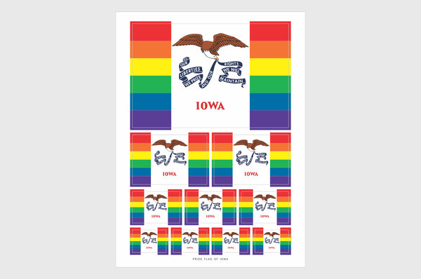 Iowa LGBTQ Pride Flag Sticker, Weatherproof Vinyl Iowa Pride Flag Stickers