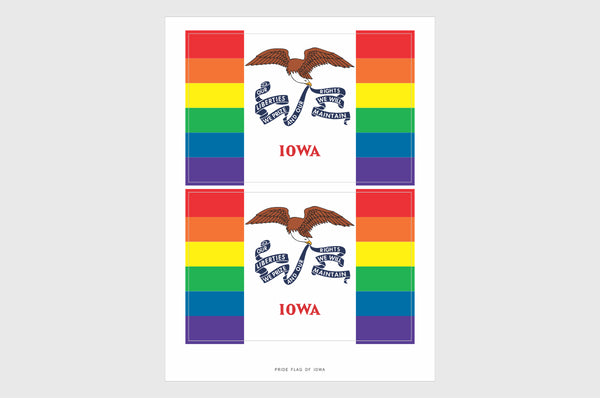 Iowa LGBTQ Pride Flag Sticker, Weatherproof Vinyl Iowa Pride Flag Stickers