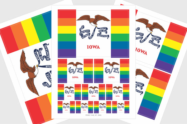 Iowa LGBTQ Pride Flag Sticker, Weatherproof Vinyl Iowa Pride Flag Stickers