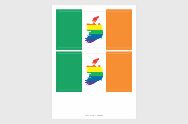 Ireland LGBTQ Pride Flag Sticker, Weatherproof Vinyl Irish Flag Stickers