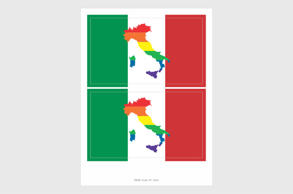 Italy LGBTQ Pride Flag Sticker, Weatherproof Vinyl Italian Flag Stickers