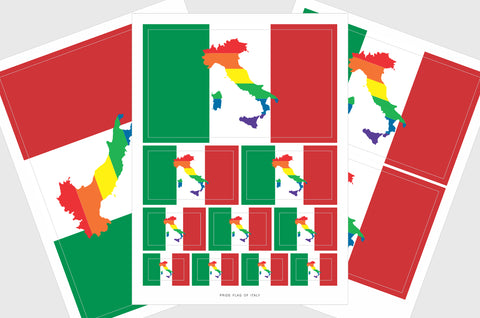 Italy LGBTQ Pride Flag Sticker, Weatherproof Vinyl Italian Flag Stickers