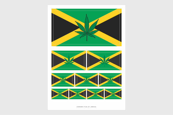 Jamaica Cannabis Leaf Flag Stickers