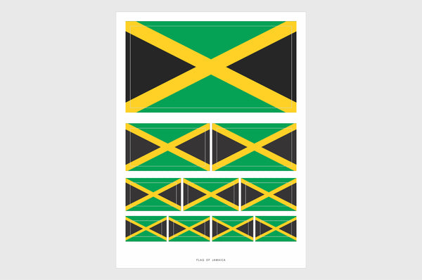 Jamaica Flag Sticker, Weatherproof Vinyl Jamaican Flag Stickers