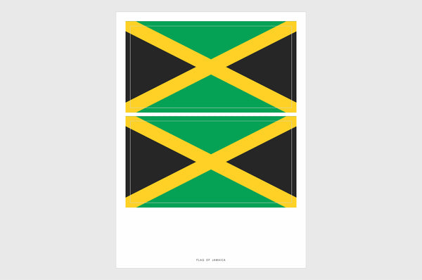 Jamaica Flag Sticker, Weatherproof Vinyl Jamaican Flag Stickers