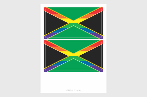Jamaica LGBTQ Pride Flag Sticker, Weatherproof Vinyl Jamaican Pride Flag Stickers