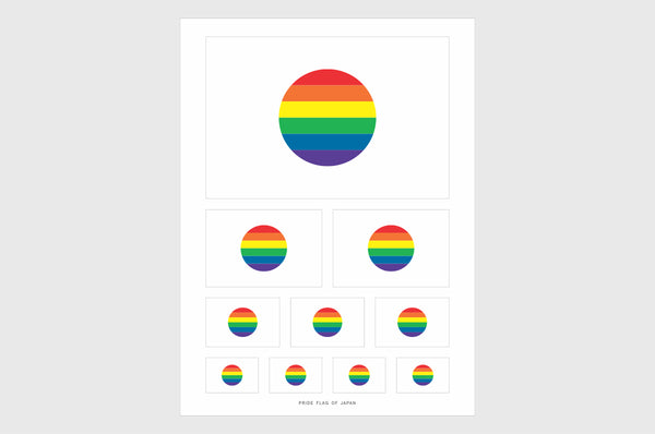 Japan LGBTQ Pride Flag Sticker, Weatherproof Vinyl Japanese Flag Stickers