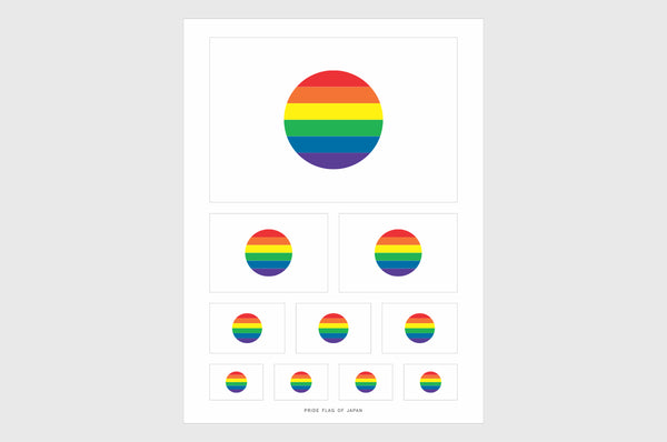 Japan LGBTQ Pride Flag Sticker, Weatherproof Vinyl Japanese Flag Stickers