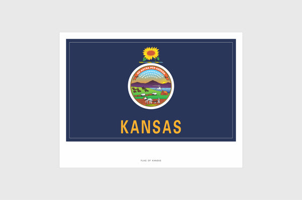 Kansas Flag Sticker, Weatherproof Vinyl Kansas State Flag Stickers