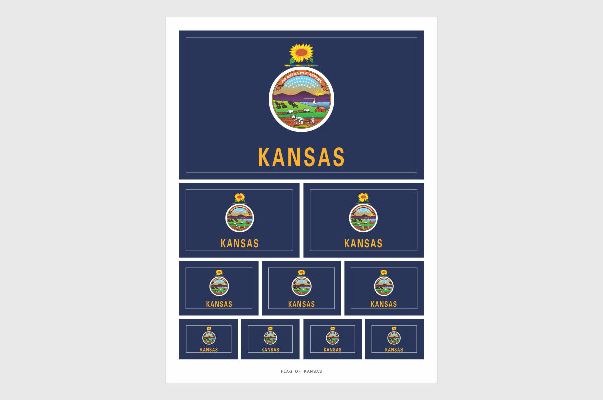Kansas Flag Sticker, Weatherproof Vinyl Kansas State Flag Stickers