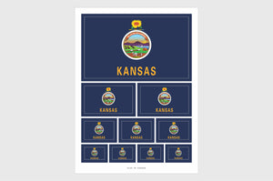 Kansas Flag Sticker, Weatherproof Vinyl Kansas State Flag Stickers