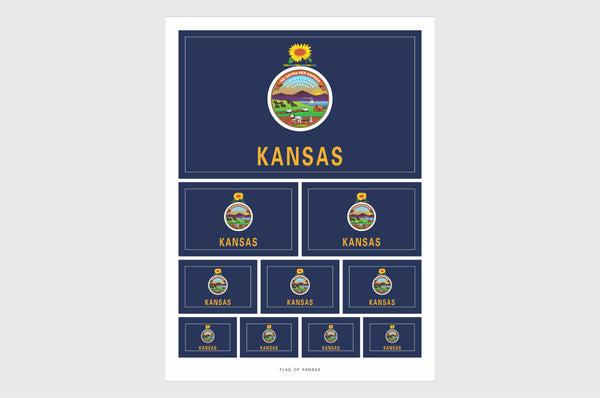 Kansas Flag Sticker, Weatherproof Vinyl Kansas State Flag Stickers