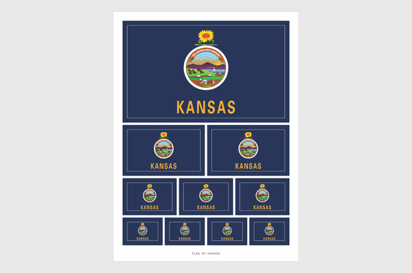 Kansas Flag Sticker, Weatherproof Vinyl Kansas State Flag Stickers