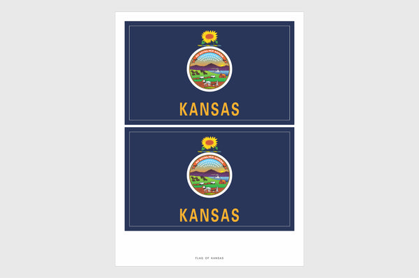 Kansas Flag Sticker, Weatherproof Vinyl Kansas State Flag Stickers