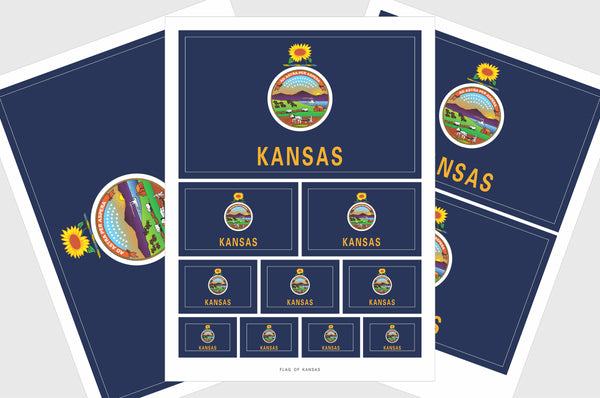 Kansas Flag Sticker, Weatherproof Vinyl Kansas State Flag Stickers
