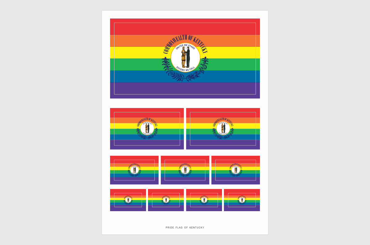 Kentucky LGBTQ Pride Flag Sticker, Weatherproof Vinyl Kentucky Pride Flag Stickers