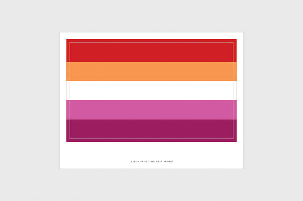 Sunset Lesbian Pride Flag Sticker (2019), Weatherproof Vinyl Lesbian LGBTQ Sexuality Flag Stickers
