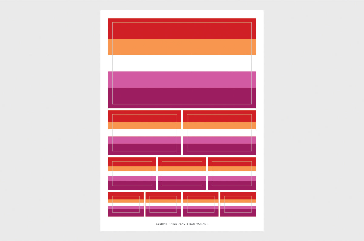 Sunset Lesbian Pride Flag Sticker (2019), Weatherproof Vinyl Lesbian LGBTQ Sexuality Flag Stickers