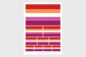 Sunset Lesbian Pride Flag Sticker (2019), Weatherproof Vinyl Lesbian LGBTQ Sexuality Flag Stickers