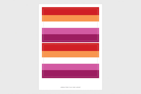 Sunset Lesbian Pride Flag Sticker (2019), Weatherproof Vinyl Lesbian LGBTQ Sexuality Flag Stickers