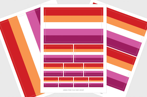 Sunset Lesbian Pride Flag Sticker (2019), Weatherproof Vinyl Lesbian LGBTQ Sexuality Flag Stickers