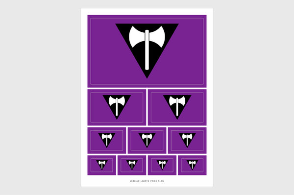 Lesbian Labrys Pride Flag Sticker, Weatherproof Vinyl Flag Stickers