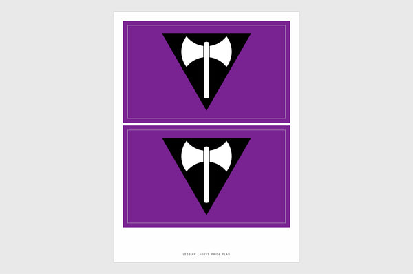 Lesbian Labrys Pride Flag Sticker, Weatherproof Vinyl Flag Stickers