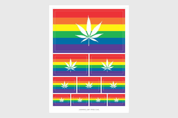 LGBTQ Cannabis Pride Flag Sticker, Weatherproof Vinyl Marijuana Flag Stickers