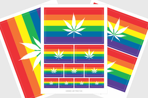 LGBTQ Cannabis Pride Flag Sticker, Weatherproof Vinyl Marijuana Flag Stickers