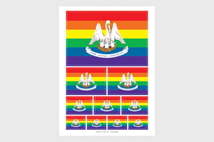 Louisiana LGBTQ Pride Flag Sticker, Weatherproof Vinyl Pride Flag Stickers