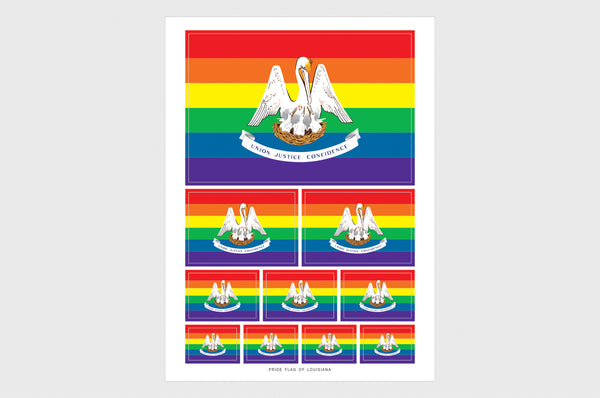 Louisiana LGBTQ Pride Flag Sticker, Weatherproof Vinyl Pride Flag Stickers