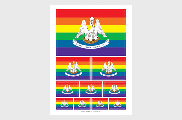 Louisiana LGBTQ Pride Flag Sticker, Weatherproof Vinyl Pride Flag Stickers