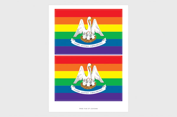 Louisiana LGBTQ Pride Flag Sticker, Weatherproof Vinyl Pride Flag Stickers