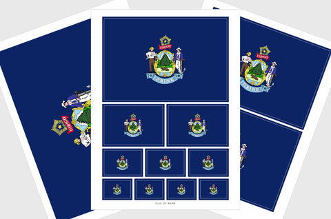 Maine Flag Sticker, Weatherproof Vinyl Maine Flag Stickers