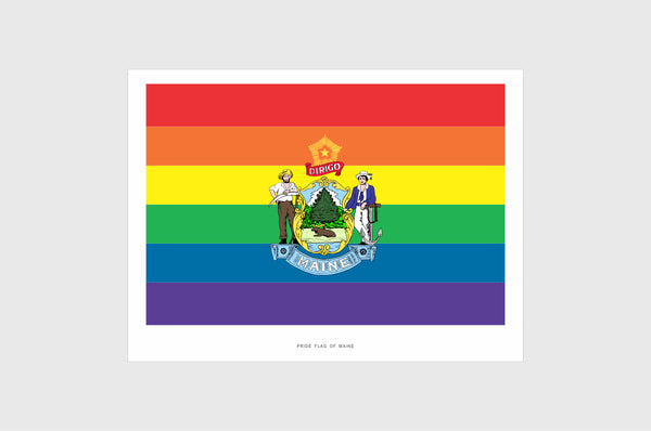 Maine LGBTQ Pride Flag Sticker, Weatherproof Vinyl Pride Flag Stickers