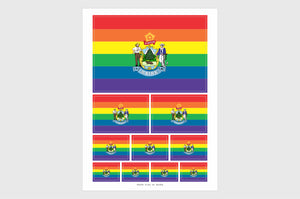 Maine LGBTQ Pride Flag Sticker, Weatherproof Vinyl Pride Flag Stickers