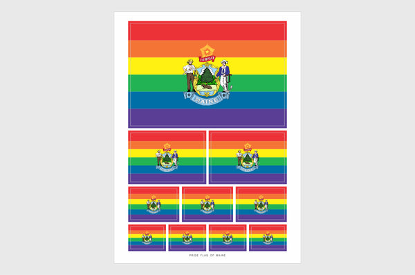 Maine LGBTQ Pride Flag Sticker, Weatherproof Vinyl Pride Flag Stickers