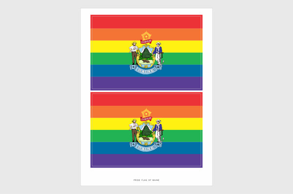 Maine LGBTQ Pride Flag Sticker, Weatherproof Vinyl Pride Flag Stickers