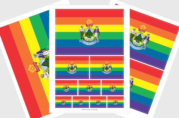 Maine LGBTQ Pride Flag Sticker, Weatherproof Vinyl Pride Flag Stickers