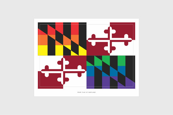 Maryland LGBTQ Pride Flag Sticker, Weatherproof Vinyl Pride Flag Stickers