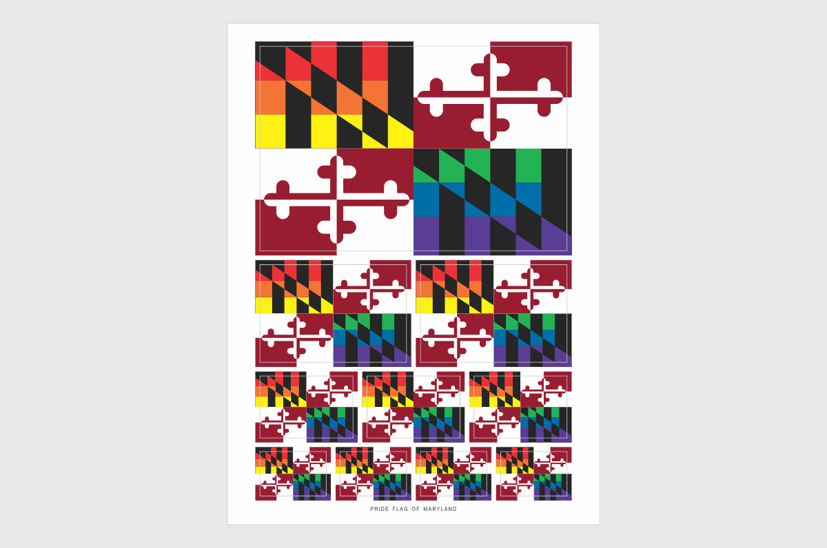Maryland LGBTQ Pride Flag Sticker, Weatherproof Vinyl Pride Flag Stickers