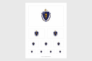Massachusetts Flag Sticker, Weatherproof Vinyl Flag Stickers